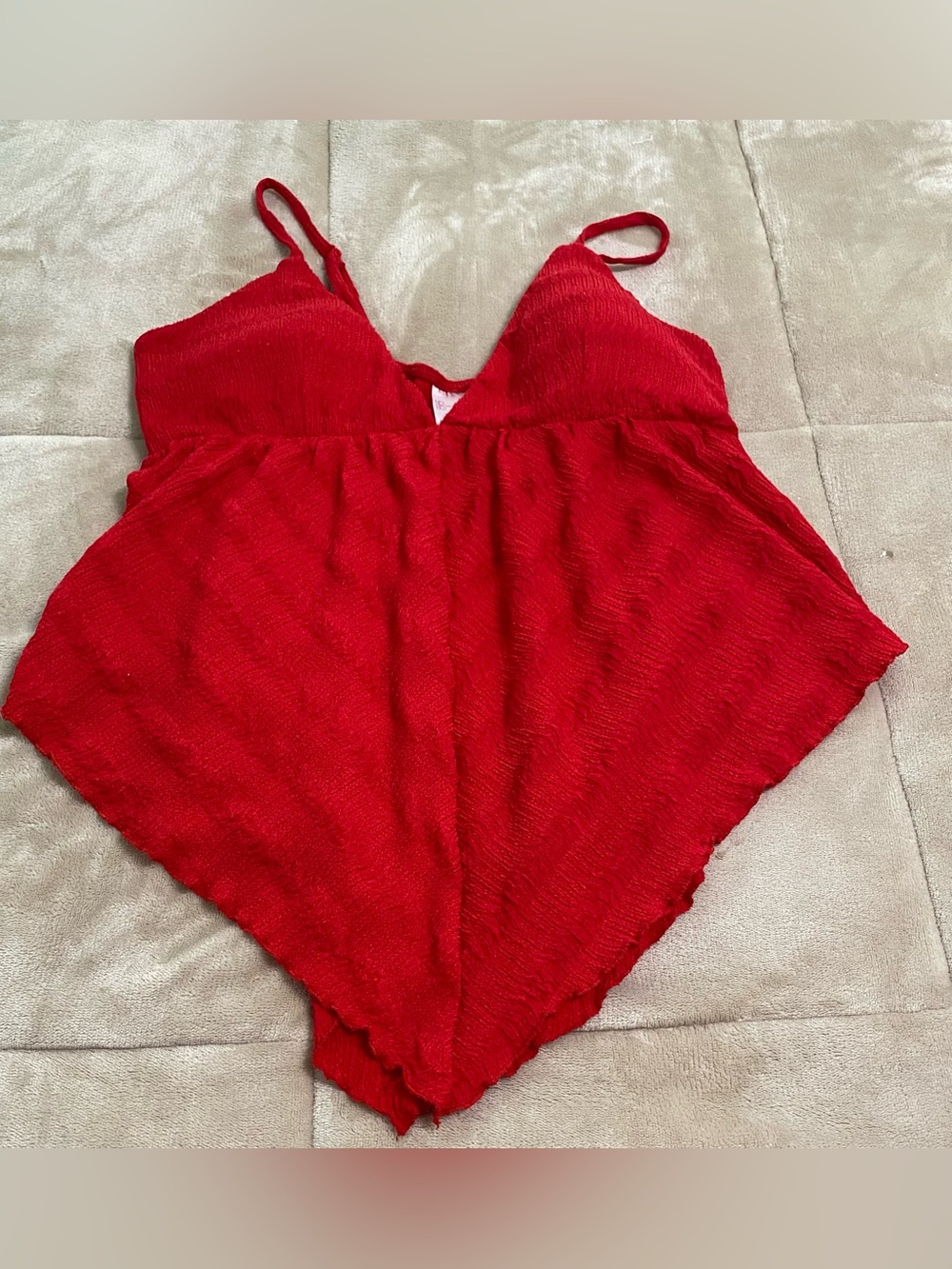 No Boundaries Red Textured V-Neck Camisole
